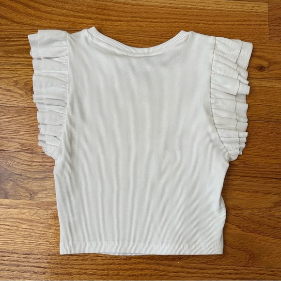 Zara White Ruffle Top - Picture 3 of 5